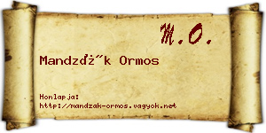Mandzák Ormos névjegykártya